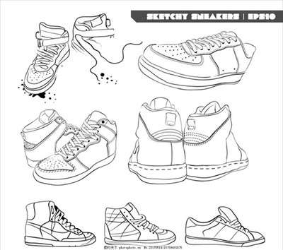 手绘运动鞋草图图片_食品饮料_高清素材_